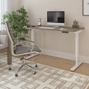 Walnut Gray & White 60" Electric-Powered Adjustable Desk