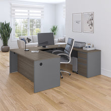 Load image into Gallery viewer, Premium 71&quot; Bark Gray and Slate U-shaped Desk
