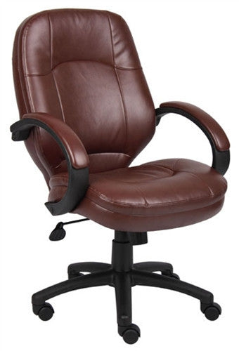 Leather Executive Chair plus Padded Armrests in Brown
