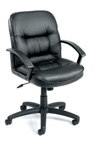 Black Executive Middle-of-Back Leather Chair and Lumbar Support
