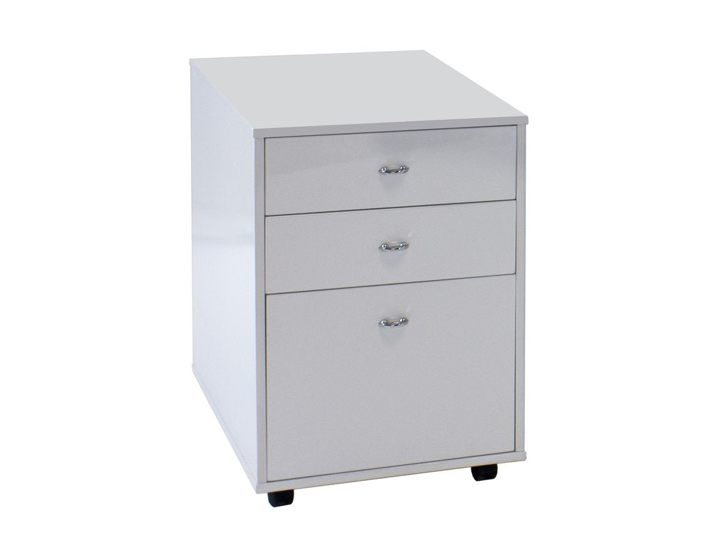 White Lacquer 3 Drawer Mobile File Cabinet by Sharelle