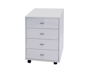 Modern Curved White Lacquer Executive Desk with Two Mobile Files