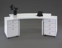 Load image into Gallery viewer, Modern Curved White Lacquer Executive Desk with Two Mobile Files
