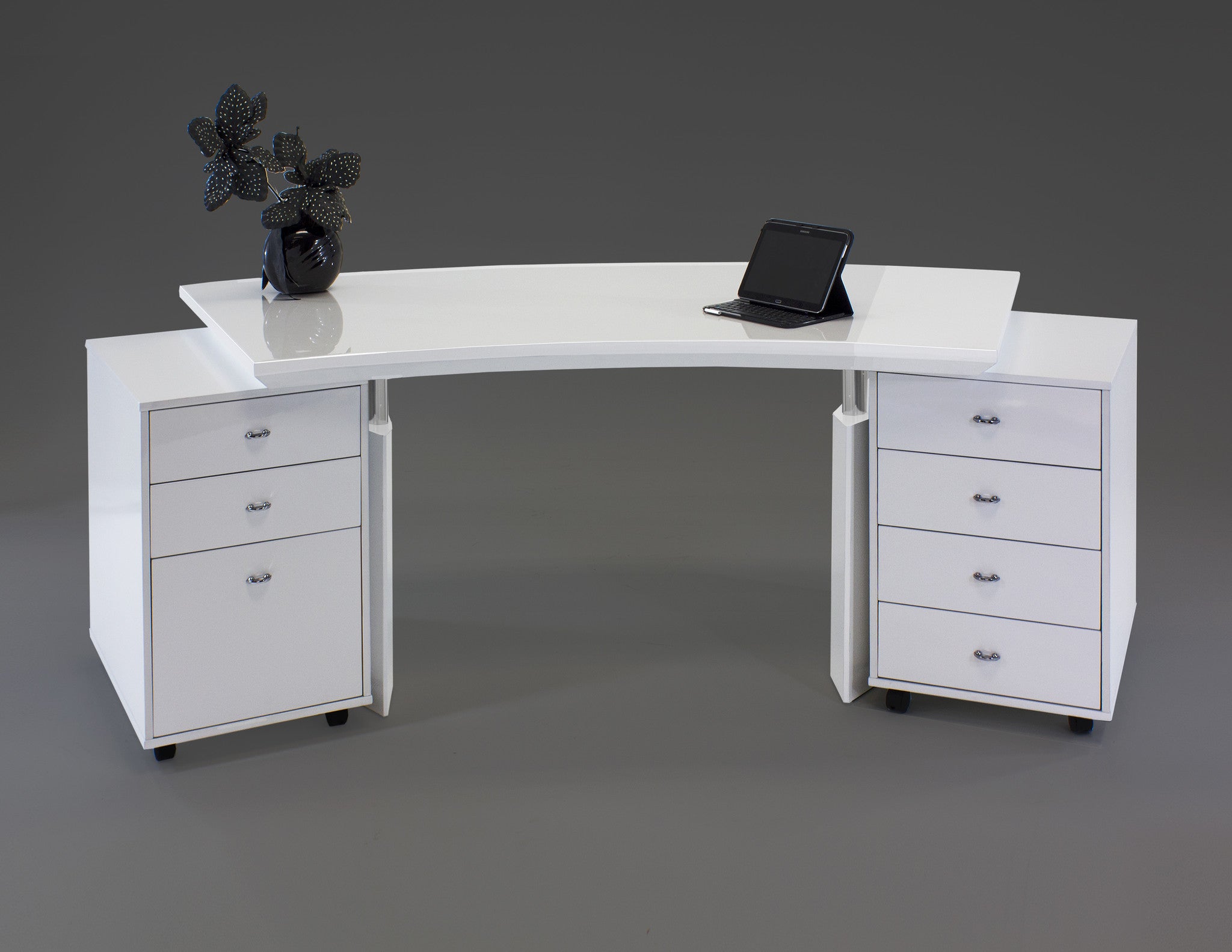 White Ribbed Desk Modern Office Furniture White
