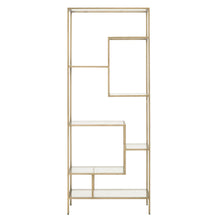 Load image into Gallery viewer, Brass &amp; Tempered Glass 79&quot; Elegant Bookcase

