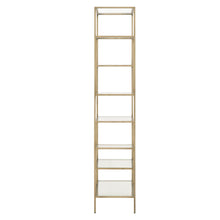 Load image into Gallery viewer, Brass &amp; Tempered Glass 79&quot; Elegant Bookcase
