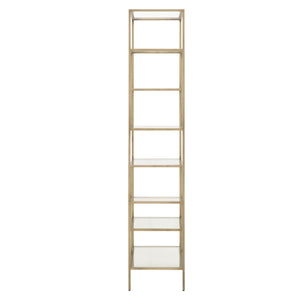 Brass & Tempered Glass 79" Elegant Bookcase