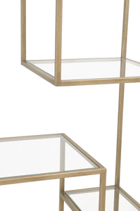 Brass & Tempered Glass 79" Elegant Bookcase
