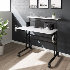 36" Rolling White Wire-Frame Desk