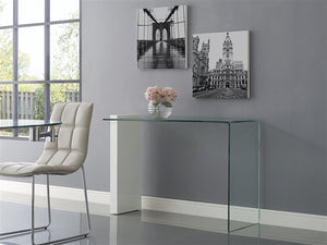 47" Glass Console Desk in Modern Style w/ White Leg