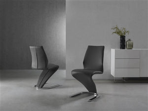 Sleek Gray Eco-Leather Guest or Conference Chair in S-Style (Set of 2)
