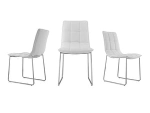 White Leatherette Guest or Conference Chair w/ Checked Design (Set of 2)