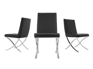 Guest or Conference Chair in Black Eco-Leather & Chrome (Set of 2)
