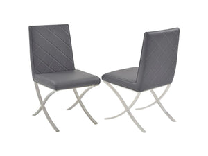 Guest or Conference Chair in Dark Gray Eco-Leather & Chrome (Set of 2)