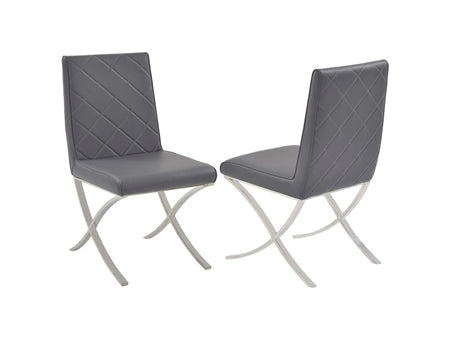 Guest or Conference Chair in Dark Gray Eco-Leather & Chrome (Set of 2)