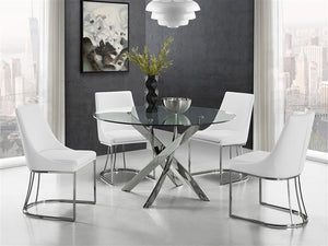 Sleek Round 51" Glass & Steel Meeting Table