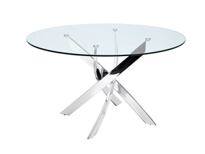 Sleek Round 51" Glass & Steel Meeting Table