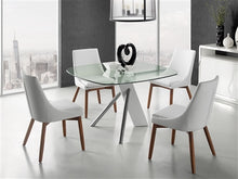 Load image into Gallery viewer, Sleek Guest or Conference Chair in White Eco-Leather &amp; Walnut (Set of 2)
