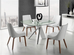 Sleek Guest or Conference Chair in White Eco-Leather & Walnut (Set of 2)