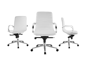 White Eco-Leather Office Chair w/ Arms