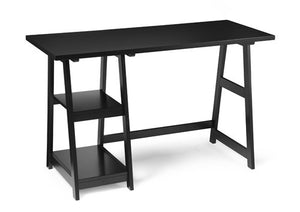 Modern Black 47" Trestle Desk with Shelves