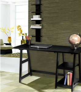 Modern Black 47" Trestle Desk with Shelves