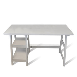 Modern White 47" Trestle Desk with Shelves