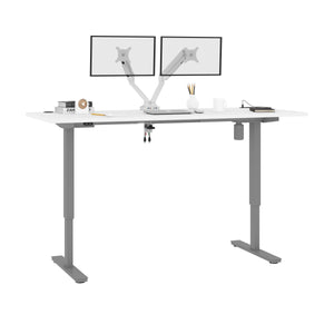 White 72" Twin Monitor Desk with Adjustable Top