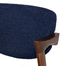 Load image into Gallery viewer, Wood &amp; Padded Navy Fabric Chair
