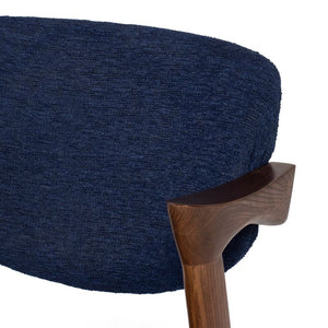 Wood & Padded Navy Fabric Chair