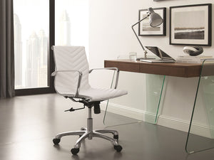 Office Desk with Walnut Top & Inset Drawers with Glass Legs