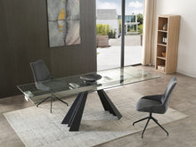 Load image into Gallery viewer, Retractable 63&quot; Black Metal &amp; Glass Conference Table with Fanned Legs
