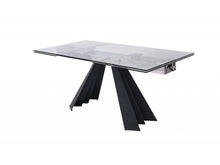 Load image into Gallery viewer, Retractable 63&quot; Black Metal &amp; Glass Conference Table with Fanned Legs
