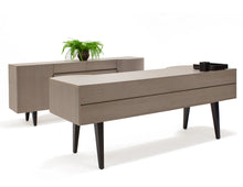 Load image into Gallery viewer, Modern &amp; Classic 74&quot; Light Gray Office Desk with Wenge Legs
