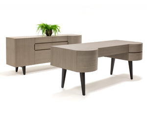 Modern & Classic 74" Light Gray Office Desk with Wenge Legs