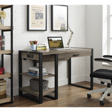 Load image into Gallery viewer, 48&quot; Modern Driftwood Desk with Shelves &amp; Built-In Plugs
