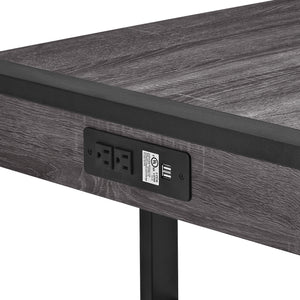 48" Modern Charcoal Desk with Shelves & Built-In Plugs