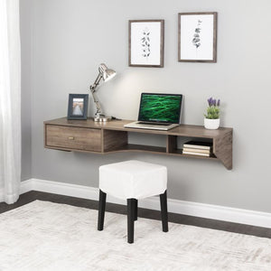 Floating Drifted Gray 58" Desk with Storage