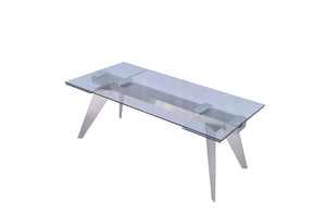 Striking 79"-100" Extendable Glass Conference Table
