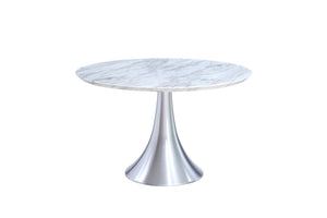 43" Round Artificial Marble and Stainless Steel Meeting Table