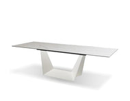 Sturdy Glass and Metal Conference Table or Executive Desk with Marble Vein Finish