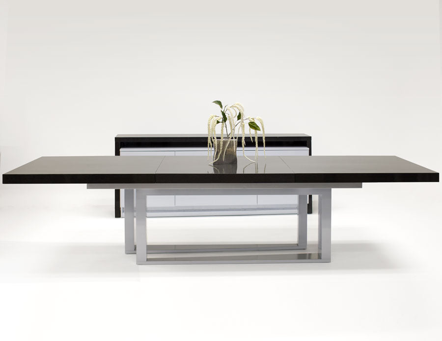 Elegant-Chic Gray Oak Lacquer Conference Table (Extends from 85