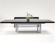 Elegant-Chic Gray Oak Lacquer Conference Table (Extends from 85