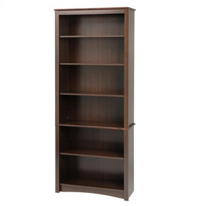 Espresso 77" Bookcase with 6 Shelves