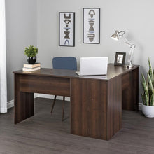 Load image into Gallery viewer, 56&quot; L-Desk in Espresso with Corner Storage
