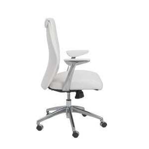 Modern White Office Chair with Polished Aluminum Accents