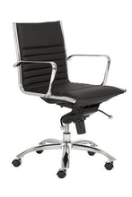 Load image into Gallery viewer, Modern Black Leather &amp; Chrome Low Back Office Chair
