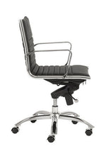 Load image into Gallery viewer, Modern Black Leather &amp; Chrome Low Back Office Chair
