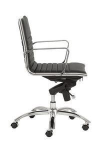Modern Black Leather & Chrome Low Back Office Chair