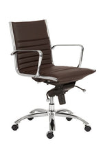 Load image into Gallery viewer, Modern Brown Leather &amp; Chrome Low Back Office Chair
